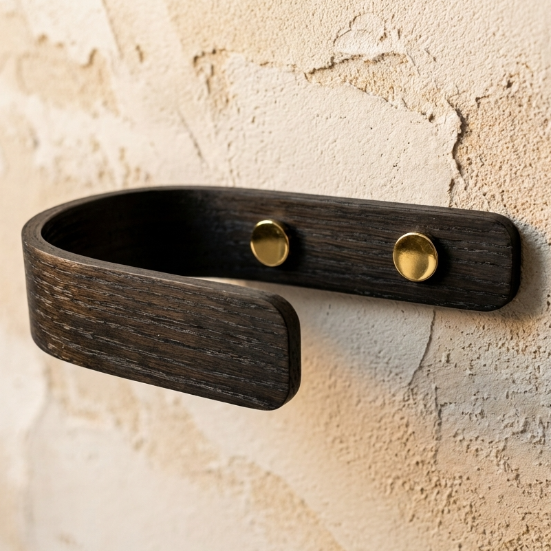 contemporary black oak curtain tiebacks