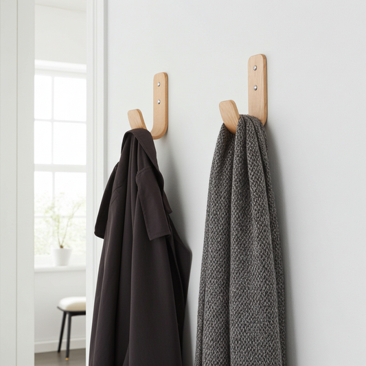 Curved Hardwood Wall Coat Hooks - Oak