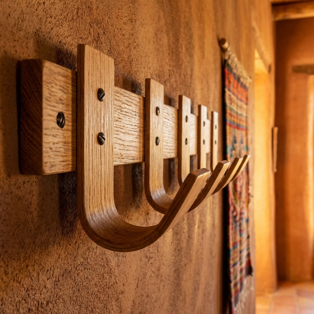 Close-up of craftsmanship on steam-bent oak wood