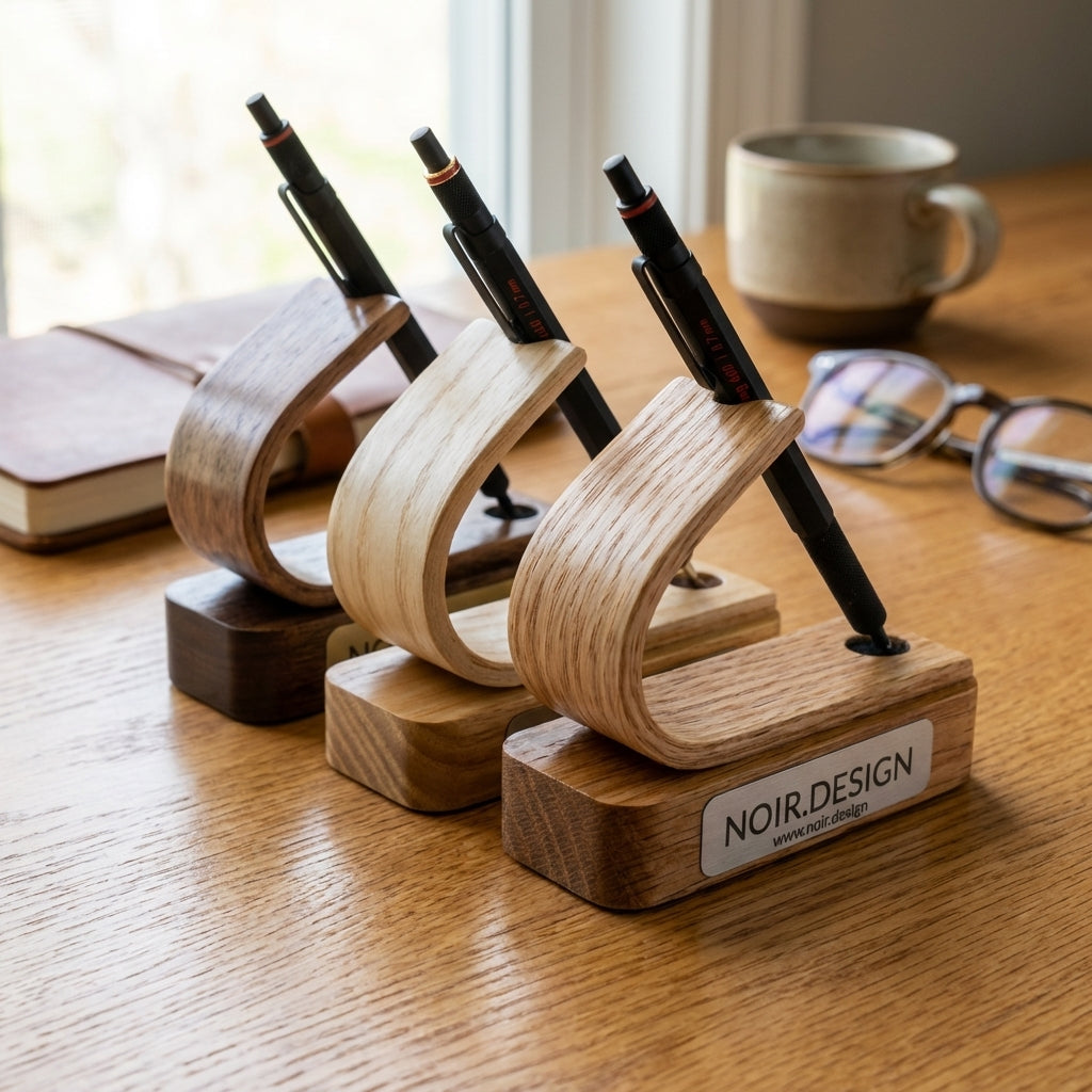 Functional and decorative wooden pen holder