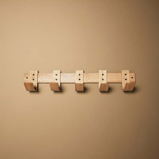 Spring Oak Coat Rack - 5 Hook Wall Mount