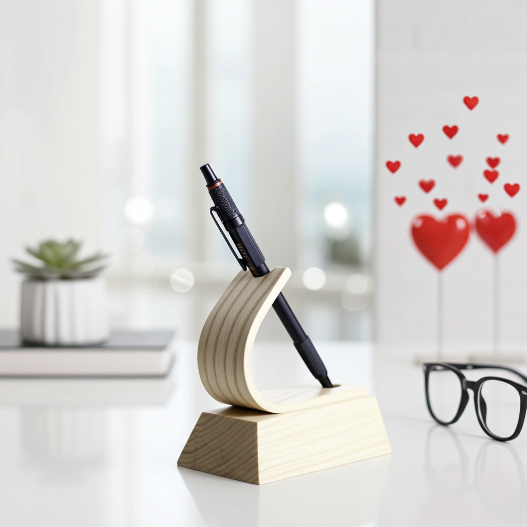 Handcrafted Ash Pen Holder | Premium Wooden Pen Display Stand