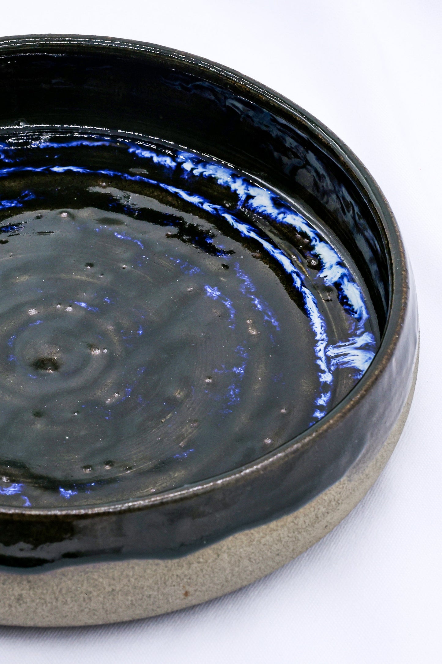 10 inch Midnight Cave Waters Handmade Smokey Grey Stoneware Large Ceramic Plate