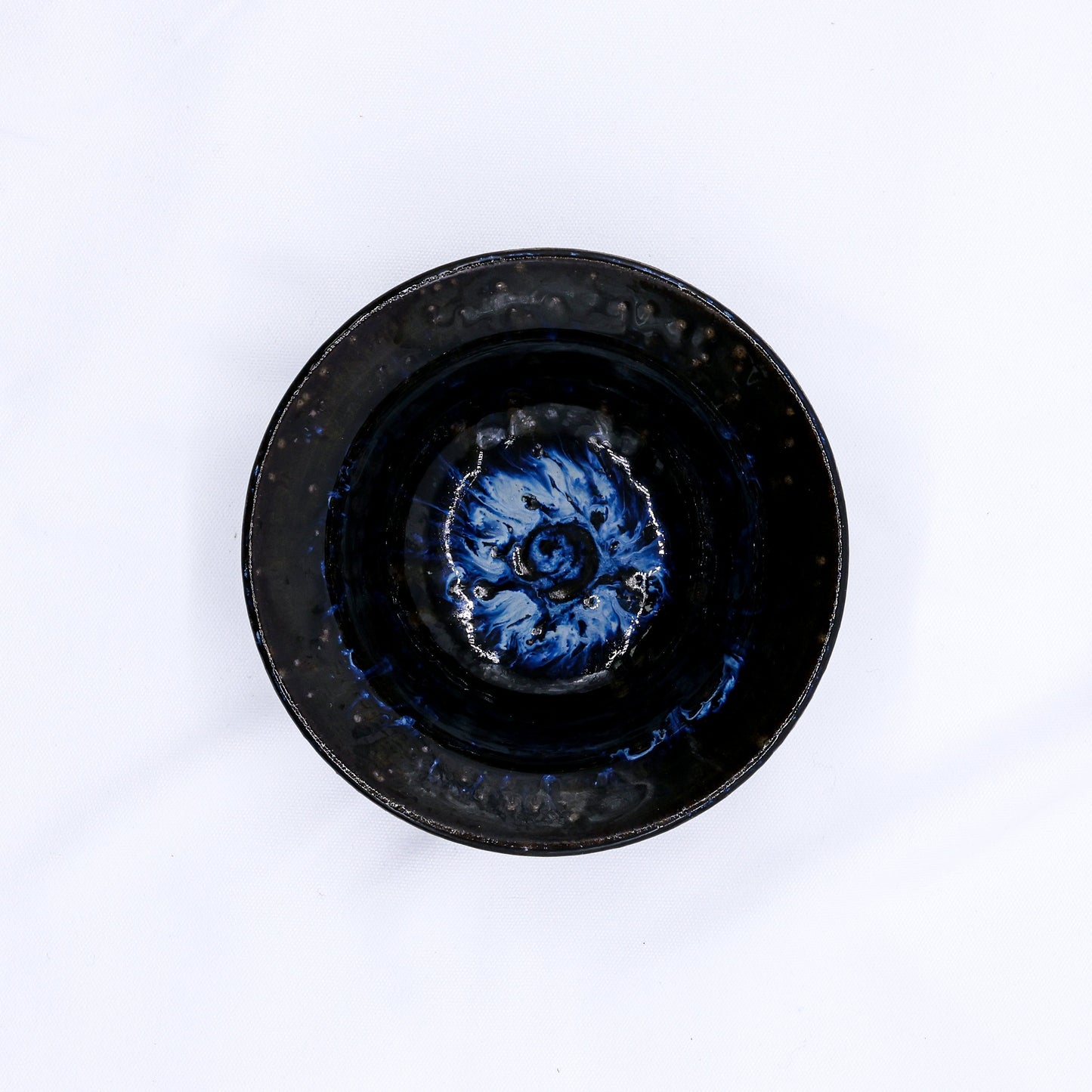 7,5' Midnight Aegean Surge Handmade Grey Stoneware Bowl