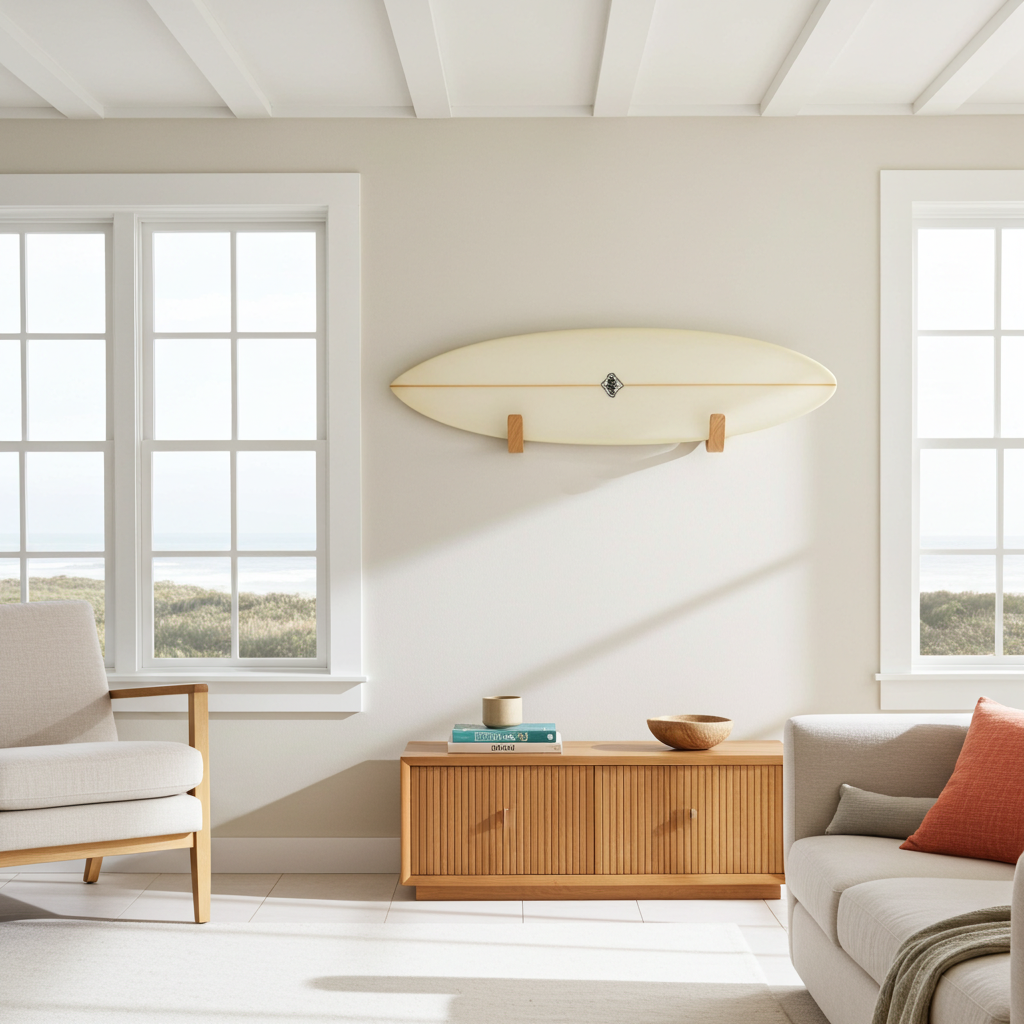 Waves 2.0 | Longboard - Surfboard Wall Mounts | Oak