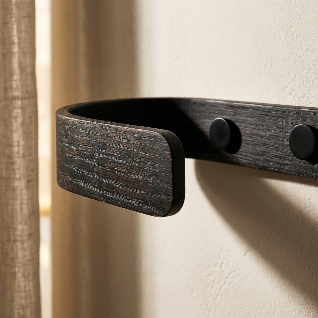 Black Oak Curtain Holdbacks | Modern Wooden Tiebacks – NOIR.DESIGN