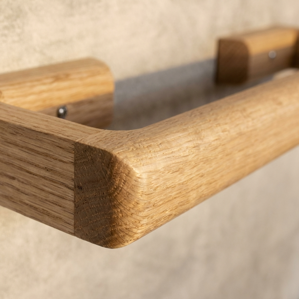 towel rail on restroom wall