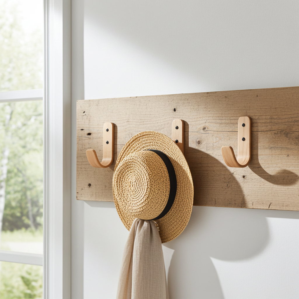 Curved Hardwood Wall Coat Hooks  - Oak